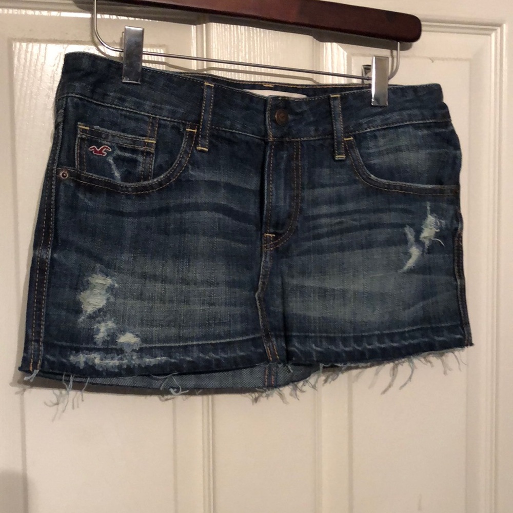 Distressed hollister denim skirt